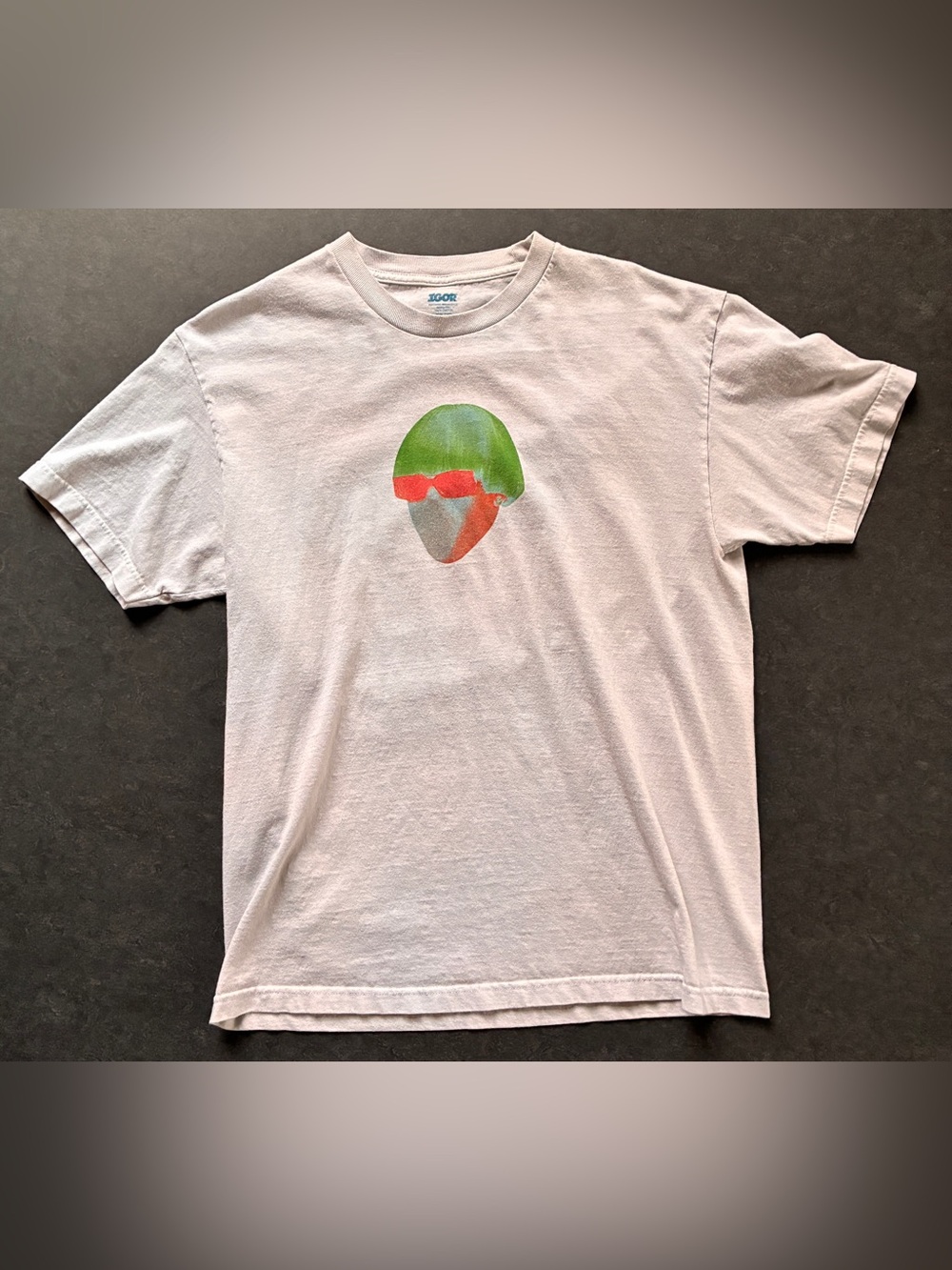 IGOR White Tee with Green Hair and Red Sunglasses Graphic
